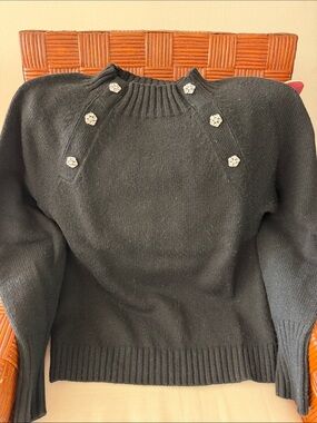 JCrew Black Women's Knit Sweater with Decorative Buttons
